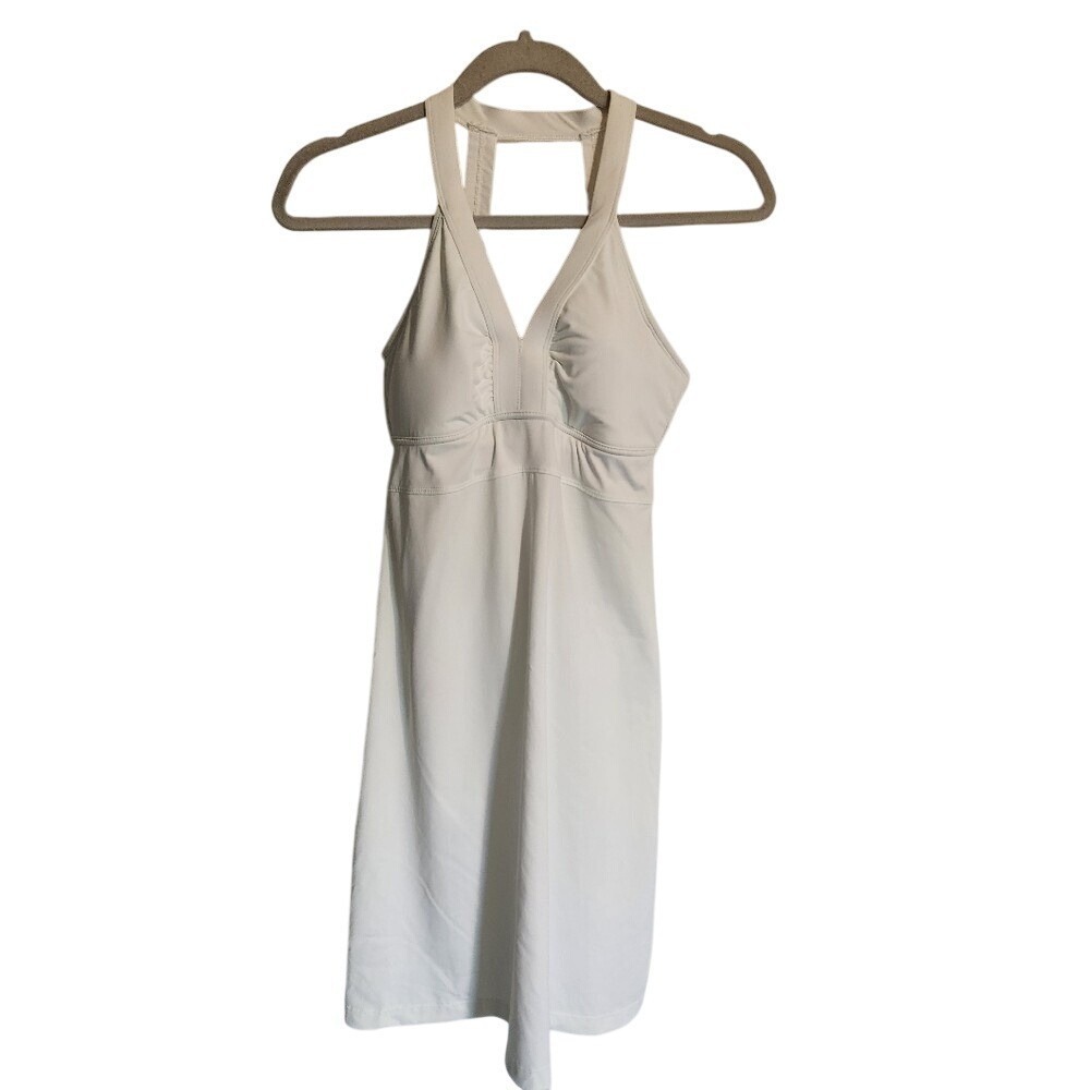 Athleta Levitate Halter White Workout Tennis Dress Strappy Athleisure Beach XS
